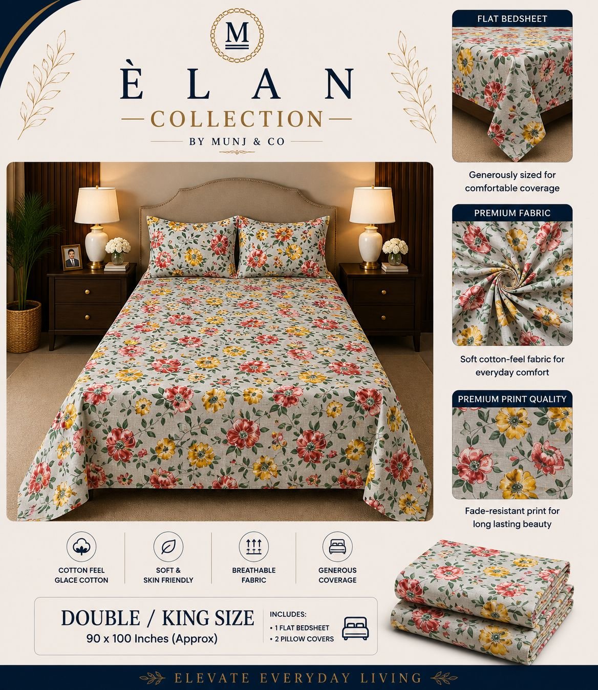 Marigold Garden Elan Double bedsheet
