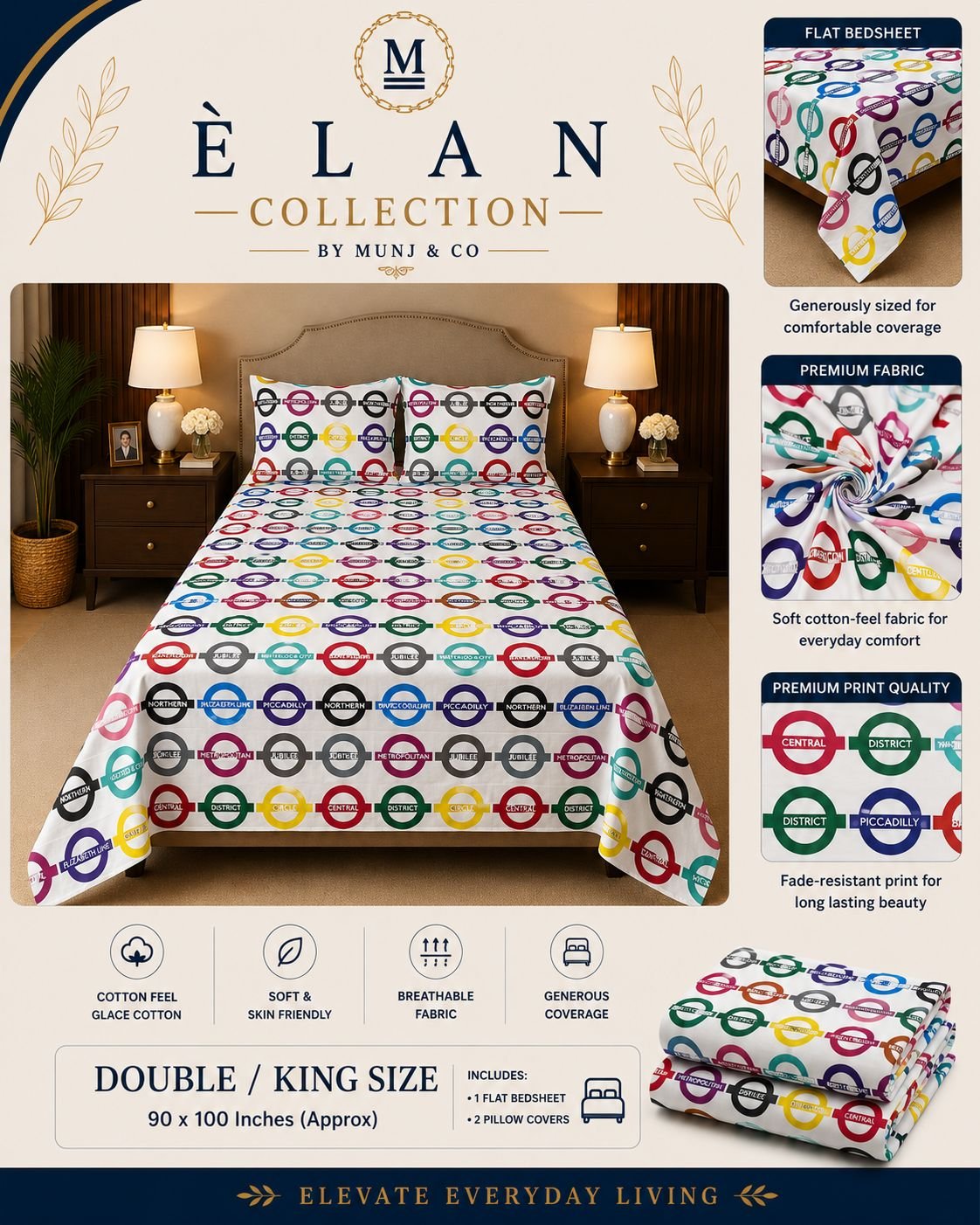 City Lines Elan Double bedsheet