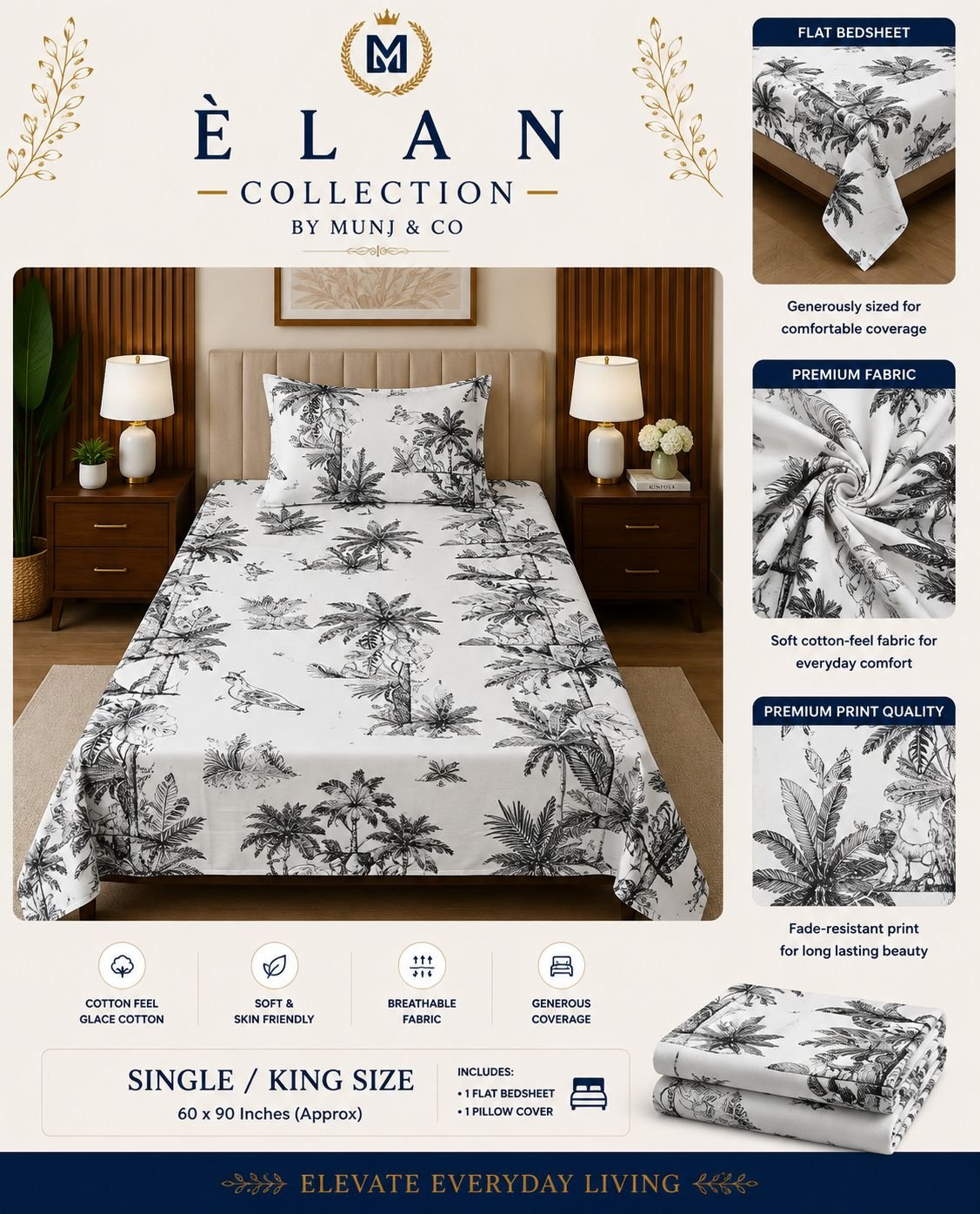 Heritage Palm Elan Single bedsheet
