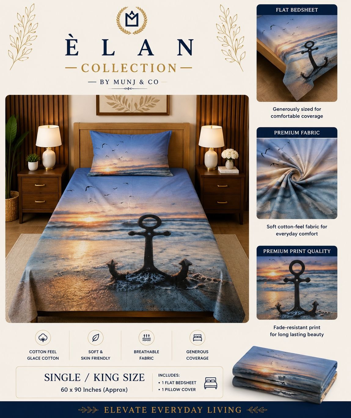 Anchor Horizon Elan Single bedsheet